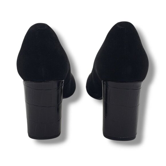 Clarks Narrative Gabriel Mist Pump Womens 8 Black Suede Square Toe - Picture 7 of 11